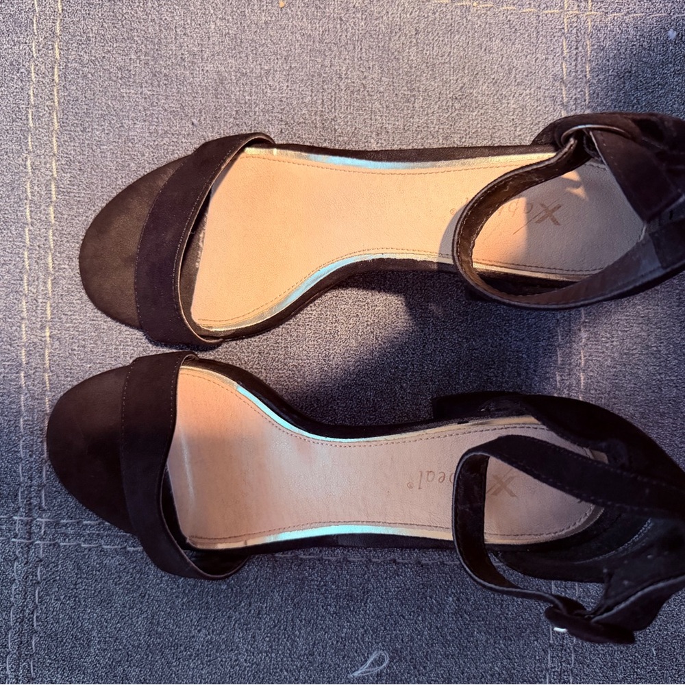 Xappeal Black Open-Toe Ankle Strap Heels